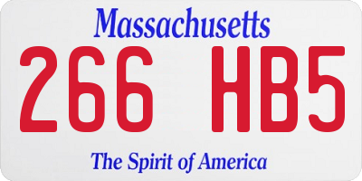 MA license plate 266HB5