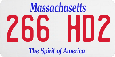MA license plate 266HD2