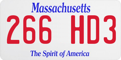 MA license plate 266HD3