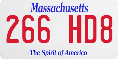 MA license plate 266HD8