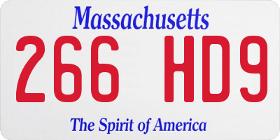 MA license plate 266HD9