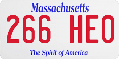 MA license plate 266HE0