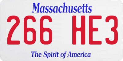 MA license plate 266HE3