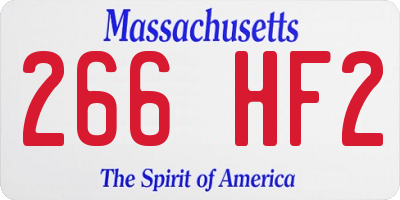 MA license plate 266HF2