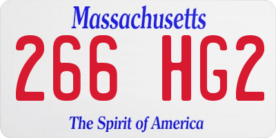 MA license plate 266HG2