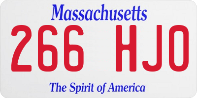 MA license plate 266HJ0