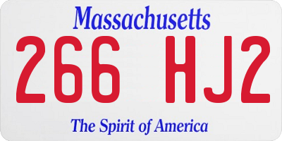 MA license plate 266HJ2