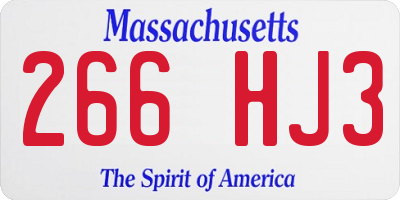 MA license plate 266HJ3