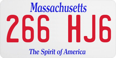 MA license plate 266HJ6