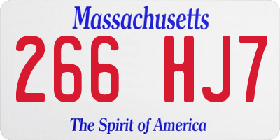 MA license plate 266HJ7