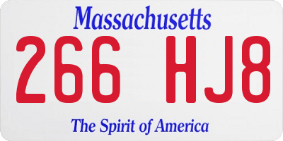 MA license plate 266HJ8