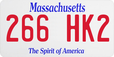 MA license plate 266HK2