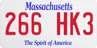 MA license plate 266HK3