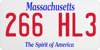 MA license plate 266HL3