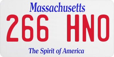 MA license plate 266HN0