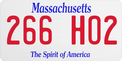 MA license plate 266HO2
