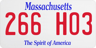 MA license plate 266HO3