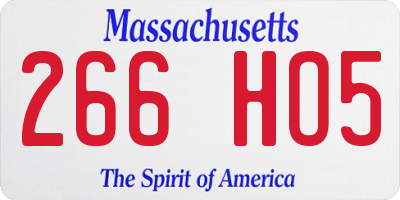 MA license plate 266HO5
