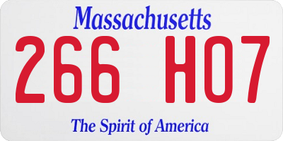 MA license plate 266HO7