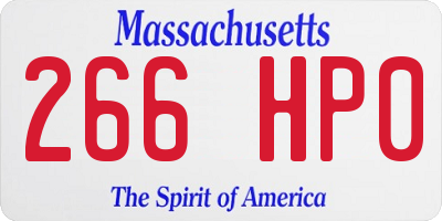 MA license plate 266HP0