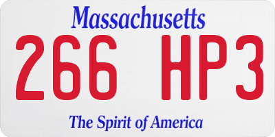 MA license plate 266HP3