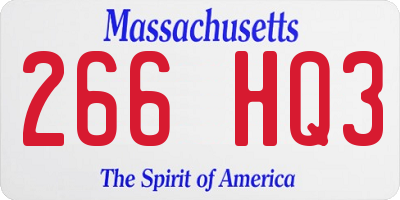 MA license plate 266HQ3