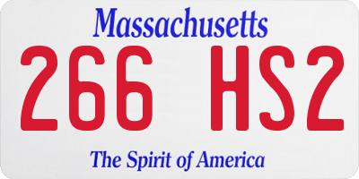 MA license plate 266HS2