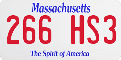 MA license plate 266HS3