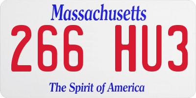 MA license plate 266HU3