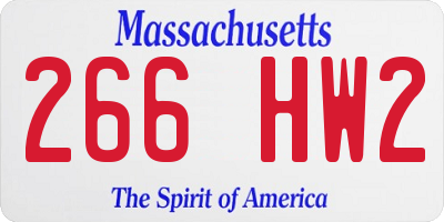MA license plate 266HW2