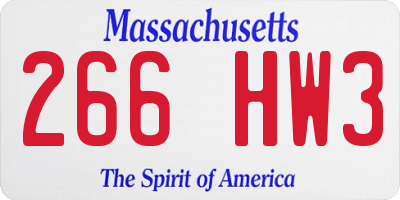 MA license plate 266HW3