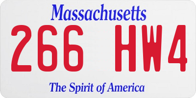 MA license plate 266HW4