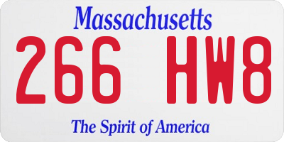 MA license plate 266HW8