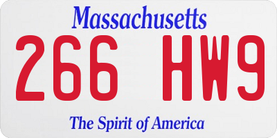 MA license plate 266HW9