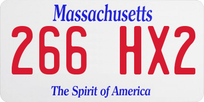 MA license plate 266HX2