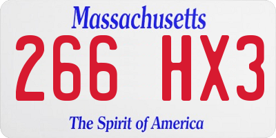 MA license plate 266HX3