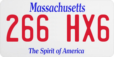 MA license plate 266HX6