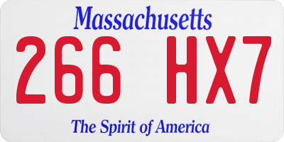 MA license plate 266HX7