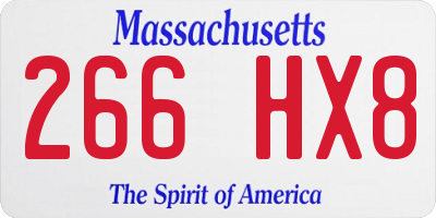 MA license plate 266HX8