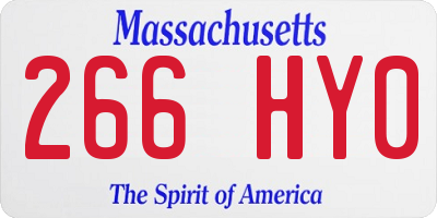 MA license plate 266HY0