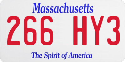 MA license plate 266HY3