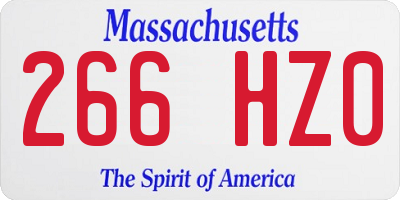 MA license plate 266HZ0