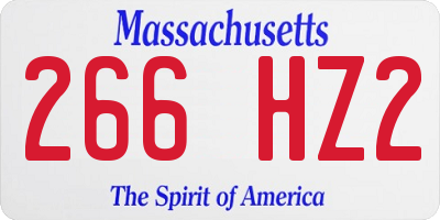 MA license plate 266HZ2
