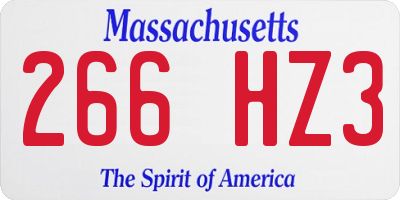 MA license plate 266HZ3