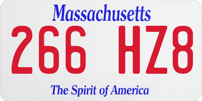 MA license plate 266HZ8