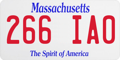 MA license plate 266IA0