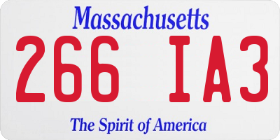 MA license plate 266IA3