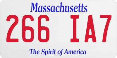MA license plate 266IA7