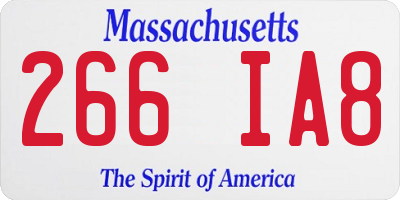 MA license plate 266IA8