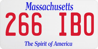 MA license plate 266IB0
